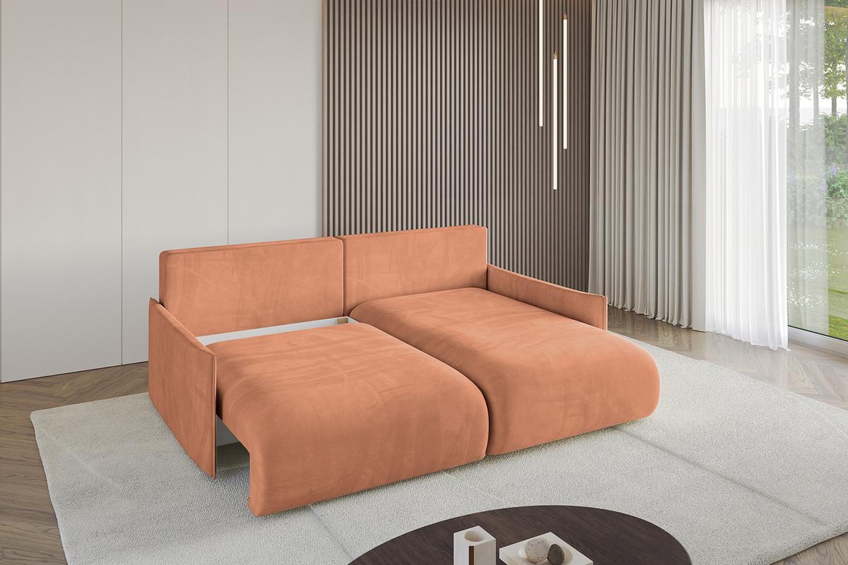 ECKSOFA Ottomane rechts ONESK-L-v1 216x177x72 Koralle Velours - Koralle, Holzwerkstoff/Kunststoff (177/216cm) - ALTDECOR