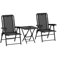 BISTRO Set 3-teilig aus Stahl Wetterfest Gartenmöbel Set mit Bistrotisch - Schwarz, Textil/Metall - Outsunny