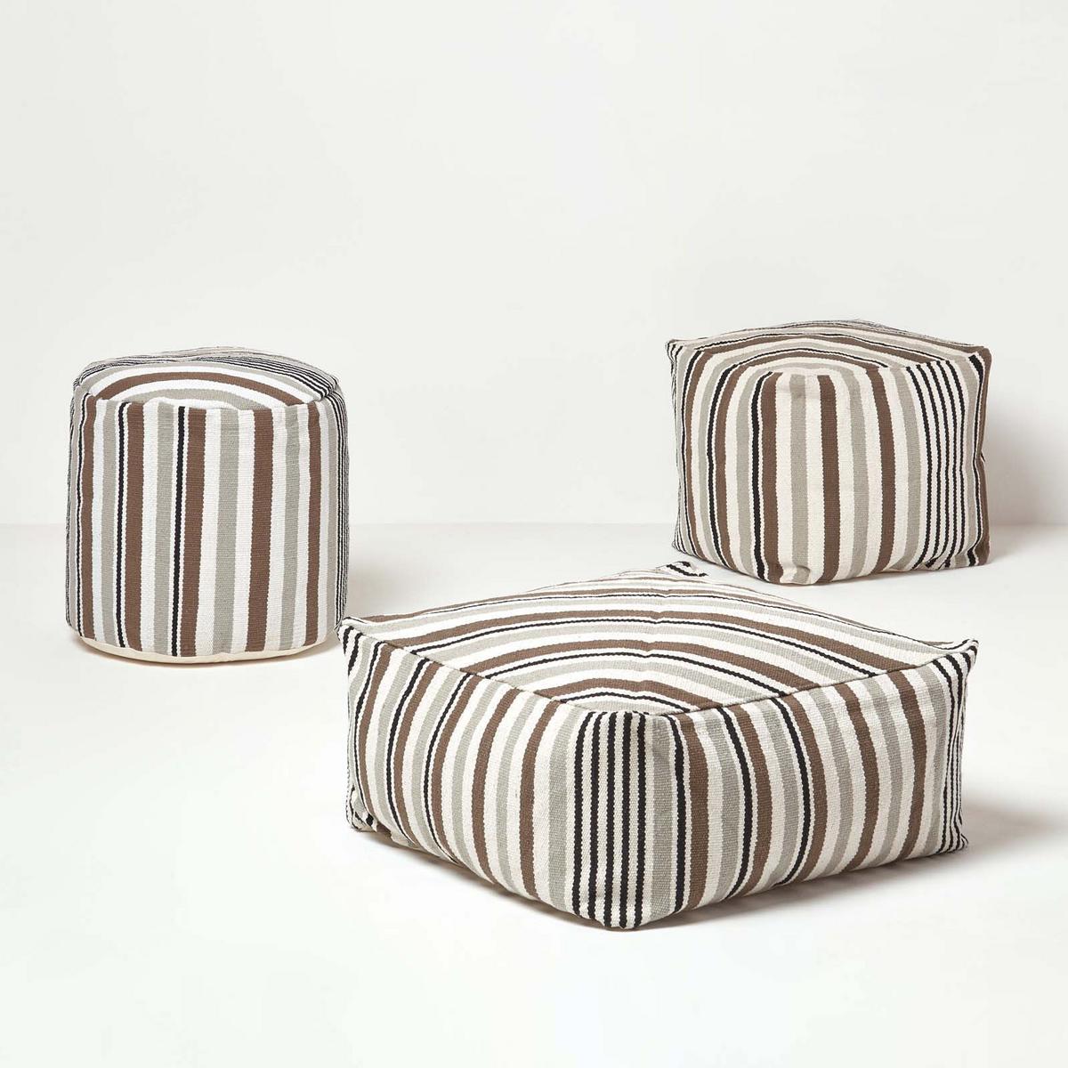 SITZWÜRFEL mit Streifenmuster, 40/40/40 cm - Grau, Textil (40/40/40cm) - Homescapes