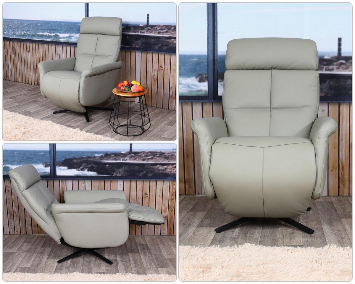RELAXSESSEL Grau - Grau, Leder (76/110/153cm) - MCW