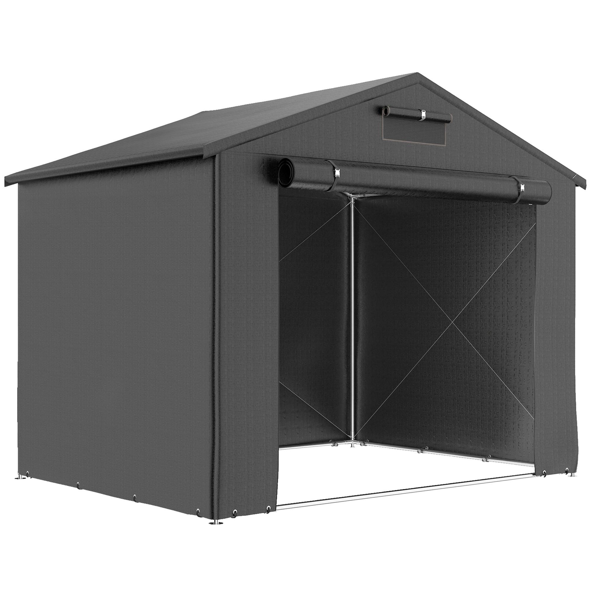 ZELTGARAGE 2,5x1,8 m Wasserdicht Garagenzelt mit aufrollbarer Reißverschlusstür - Dunkelgrau, Metall (180/202/247cm) - Outsunny