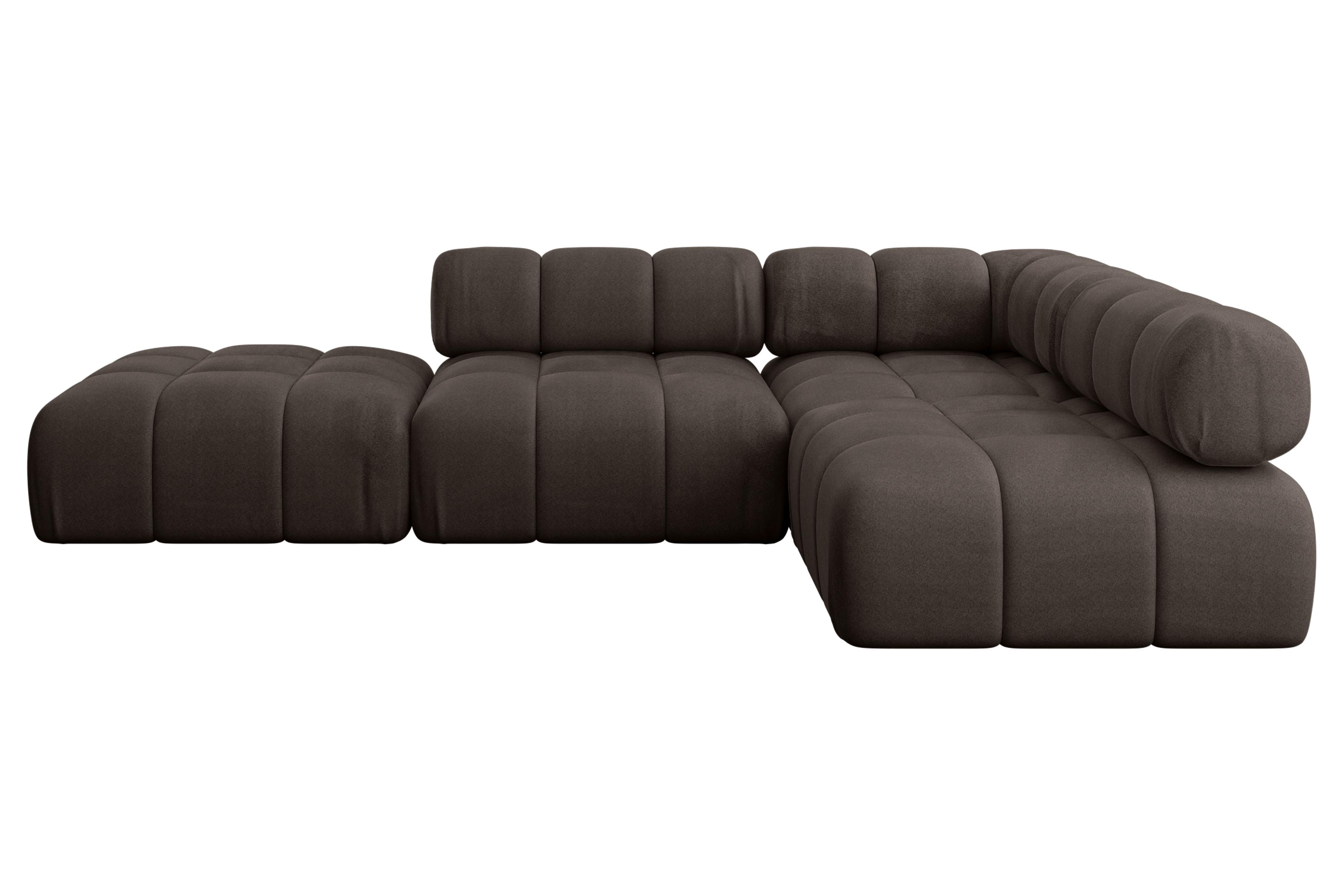 ECKSOFA modulares Sofa Favio-L1 - 285x190x70 cm Braun Velours - Braun, Holzwerkstoff/Textil (285/190cm) - ALTDECOR