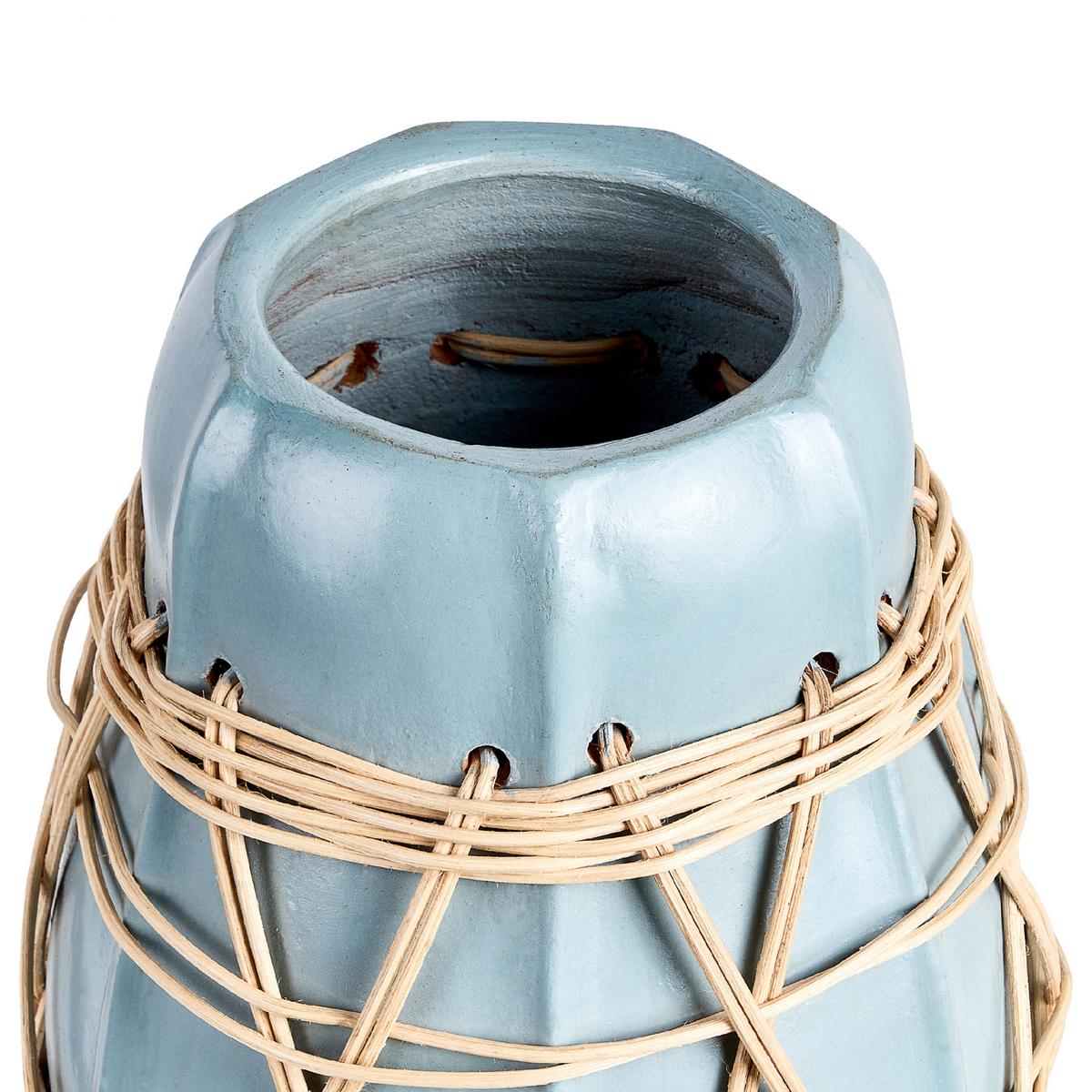 DEKOVASE Terrakotta blau Kamering - Blau, Stein (27cm) - Beliani