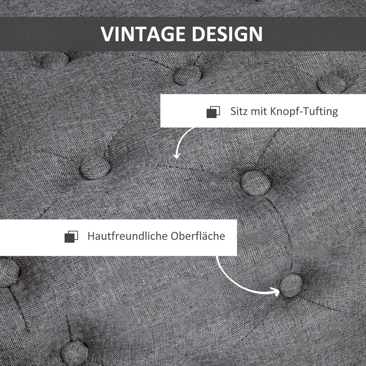 TRUHENBANK leinenartiges Polyester holz Dunkelgrau - Dunkelgrau, Kunststoff (40/44/100cm) - HOMCOM