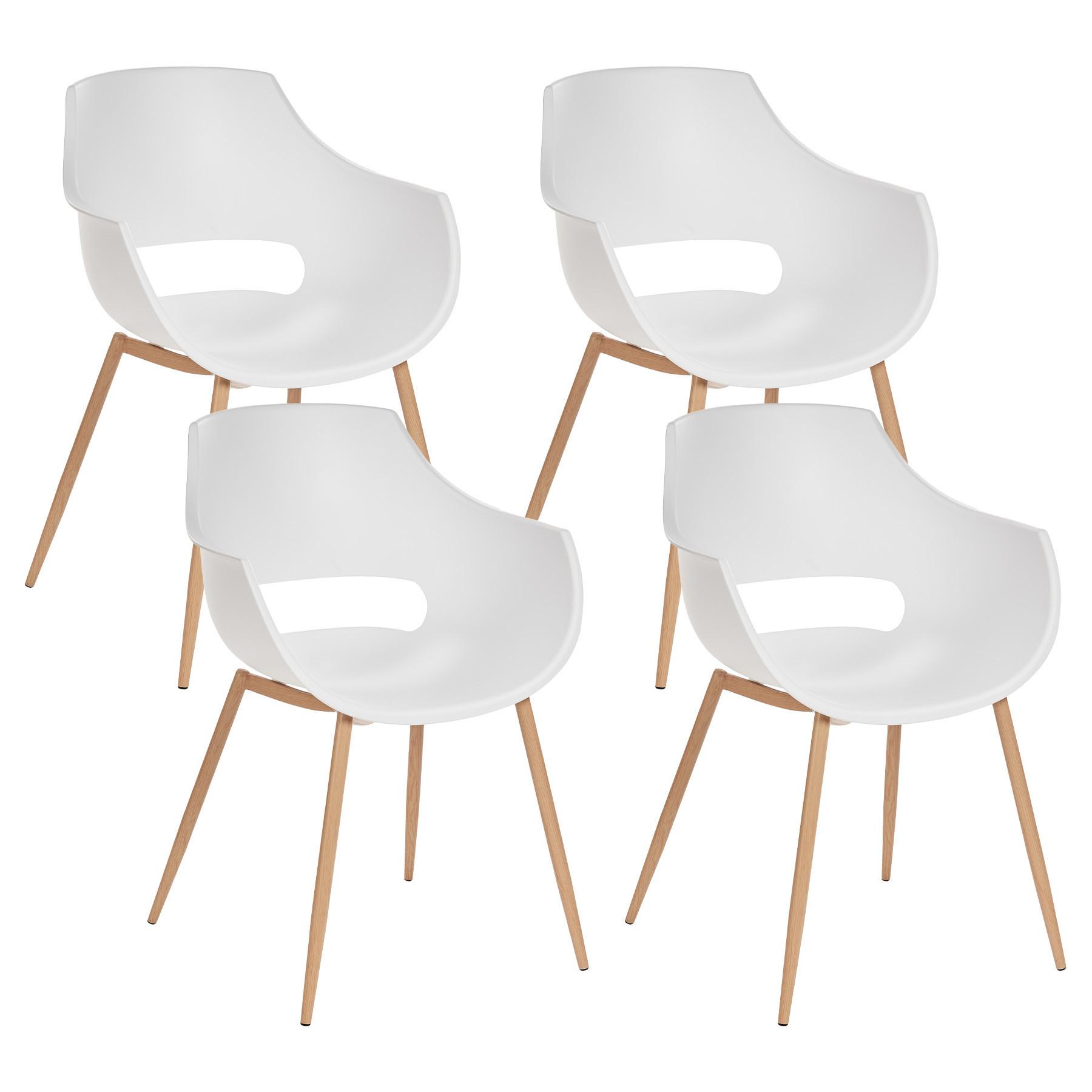 ESSZIMMERSTUHL 4er Set Weiß Millers - Weiß/Braun, Kunststoff (55/82/60cm) - Beliani