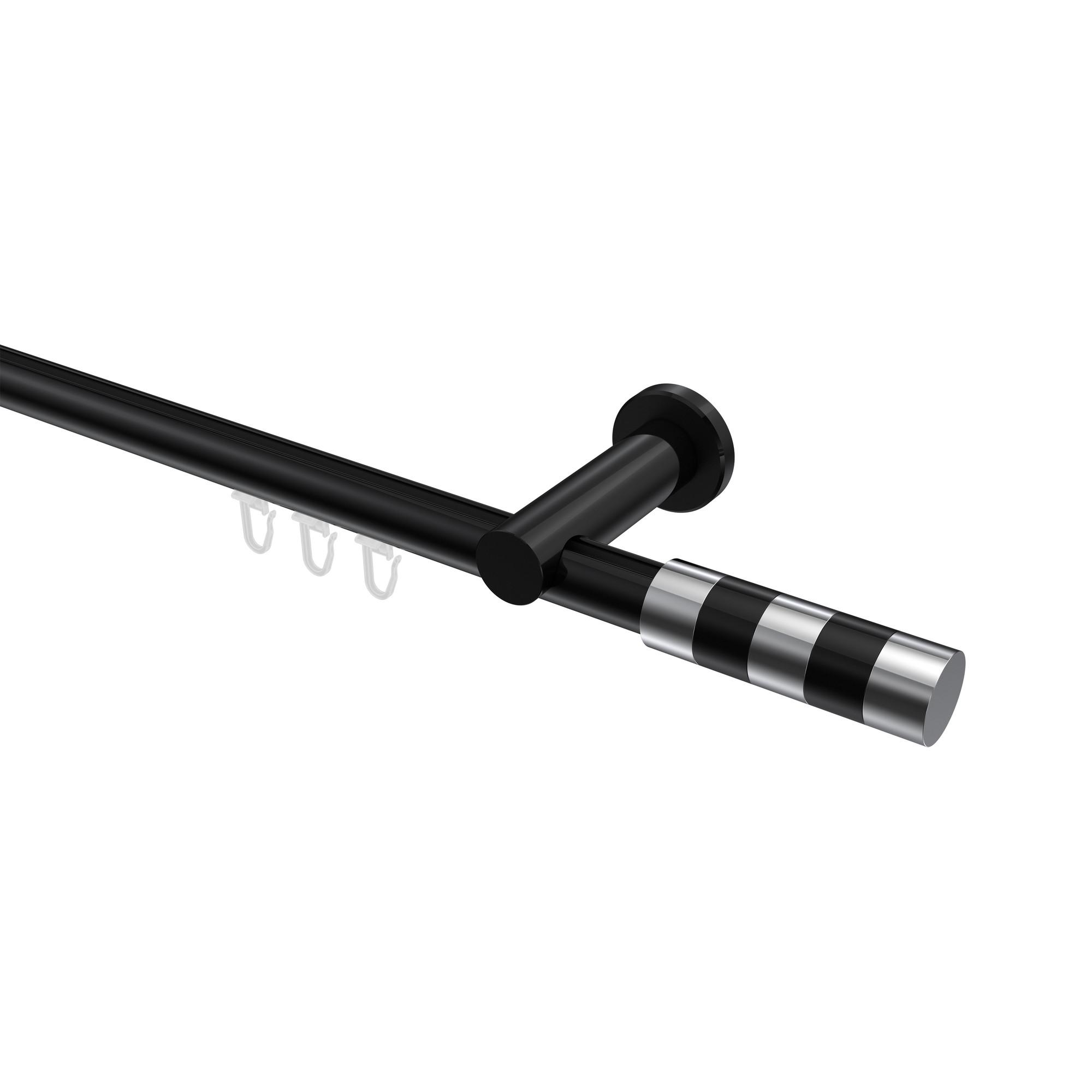 GARDINENSTANGE INNENLAUF Platon Mavell 320 cm (geteilt in 2 x 160 cm), 1-läufig, 20 mm Ø Schwarz - Chromfarben/Schwarz, Metall (320cm) - INTERDECO