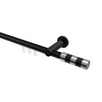 GARDINENSTANGE INNENLAUF Platon Mavell 320 cm (geteilt in 2 x 160 cm), 1-läufig, 20 mm Ø Schwarz - Chromfarben/Schwarz, Metall (320cm) - INTERDECO