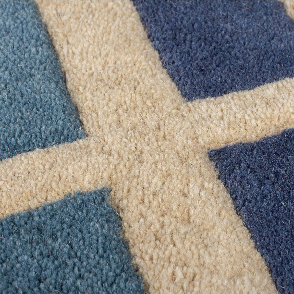 WOLLTEPPICH DERWENT, geometrisch, Blau-Bunt, 60 x 230 cm - Multicolor, Textil (230/60cm) - KADIMA DESIGN