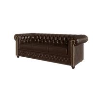 CHESTERFIELD-SOFA 3-sitzer mit Schlaffunktion Morin Braun vegan Leder - Braun, Holz/Textil (203/72/86cm) - S-Style Möbel