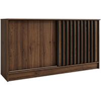 KOMMODE Horizon mit 2 Schiebetüren, 160 cm, Walnuss+Schwarz - Walnussfarben/Schwarz, Holzwerkstoff (161/85/43.5cm) - Beautysofa