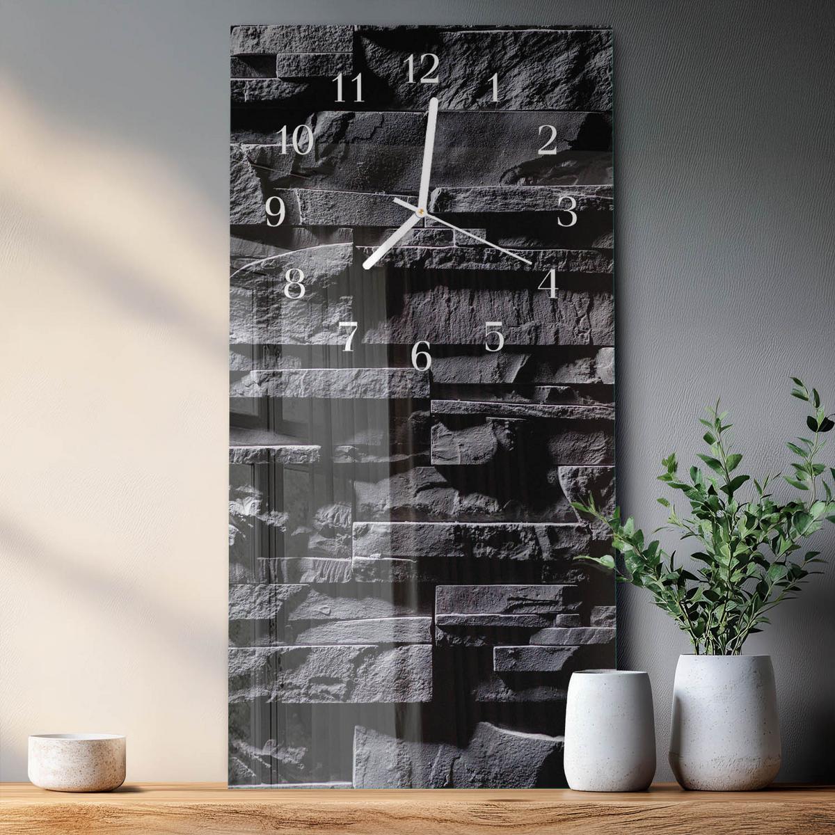 WANDUHR aus Glas 30x60 cm - Steine - Grau, Glas (30/60/0.4cm) - TULUP