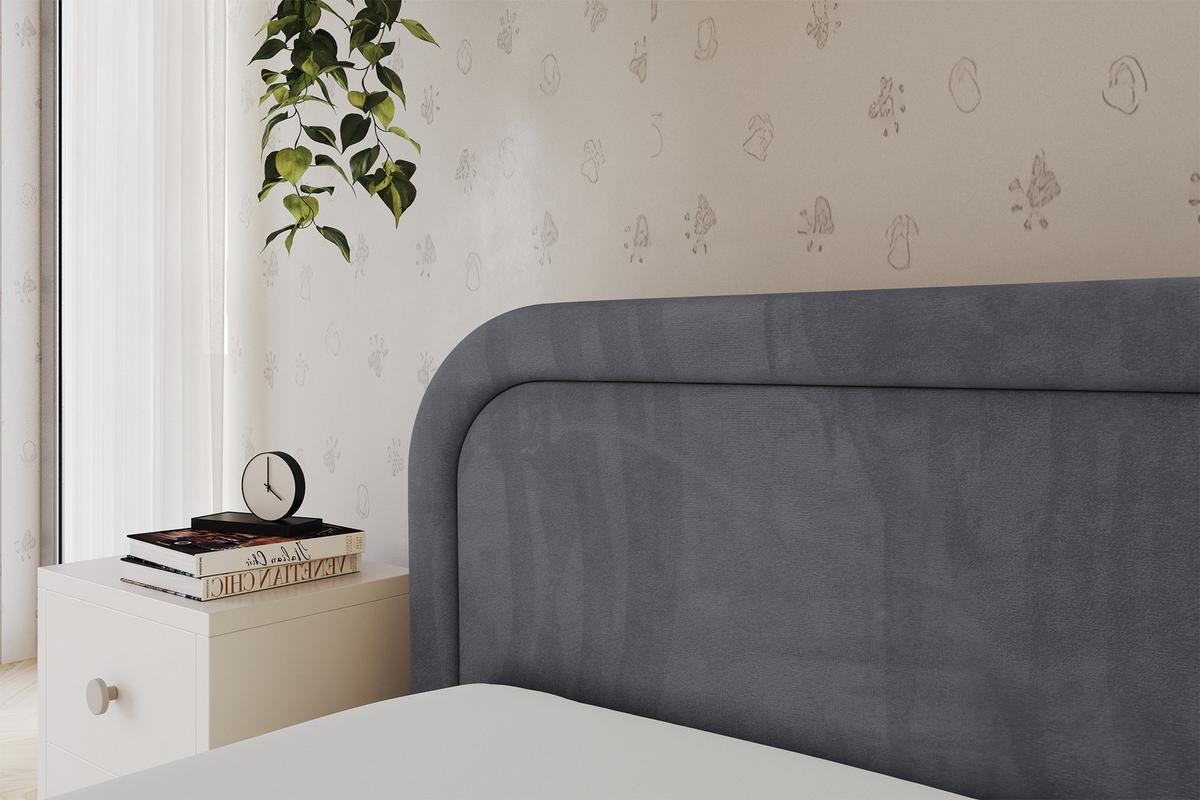 EINZELLBETT Jugendbett mit Bettkasten, Rechts - JOVY 90x200 Dunkelgrau - Titanfarben, Holzwerkstoff/Textil (90/200cm) - ALTDECOR