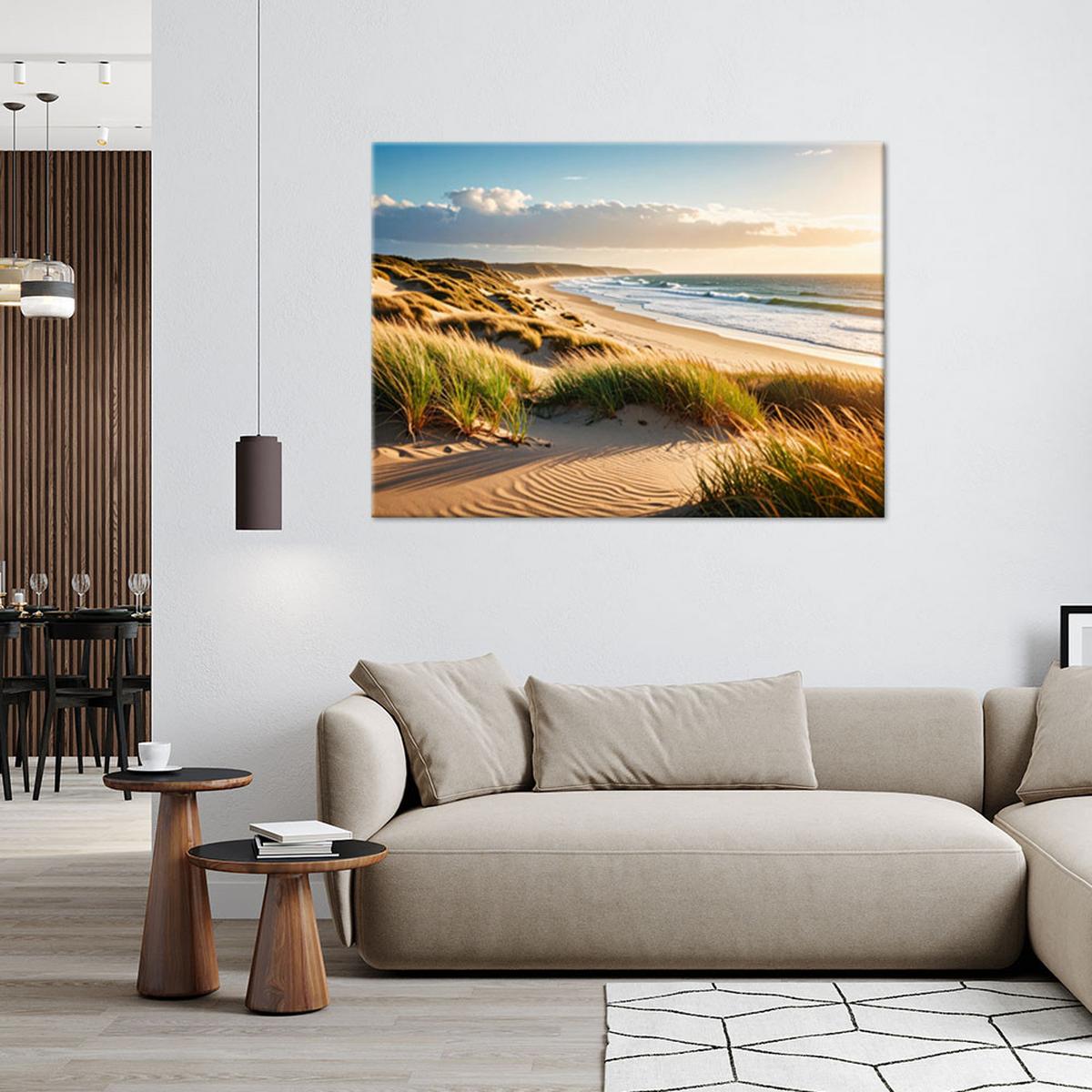LEINWANDBILD Strand Meer Dünen Landschaft 60x40cm - Beige, Textil (60/40cm) - Feeby