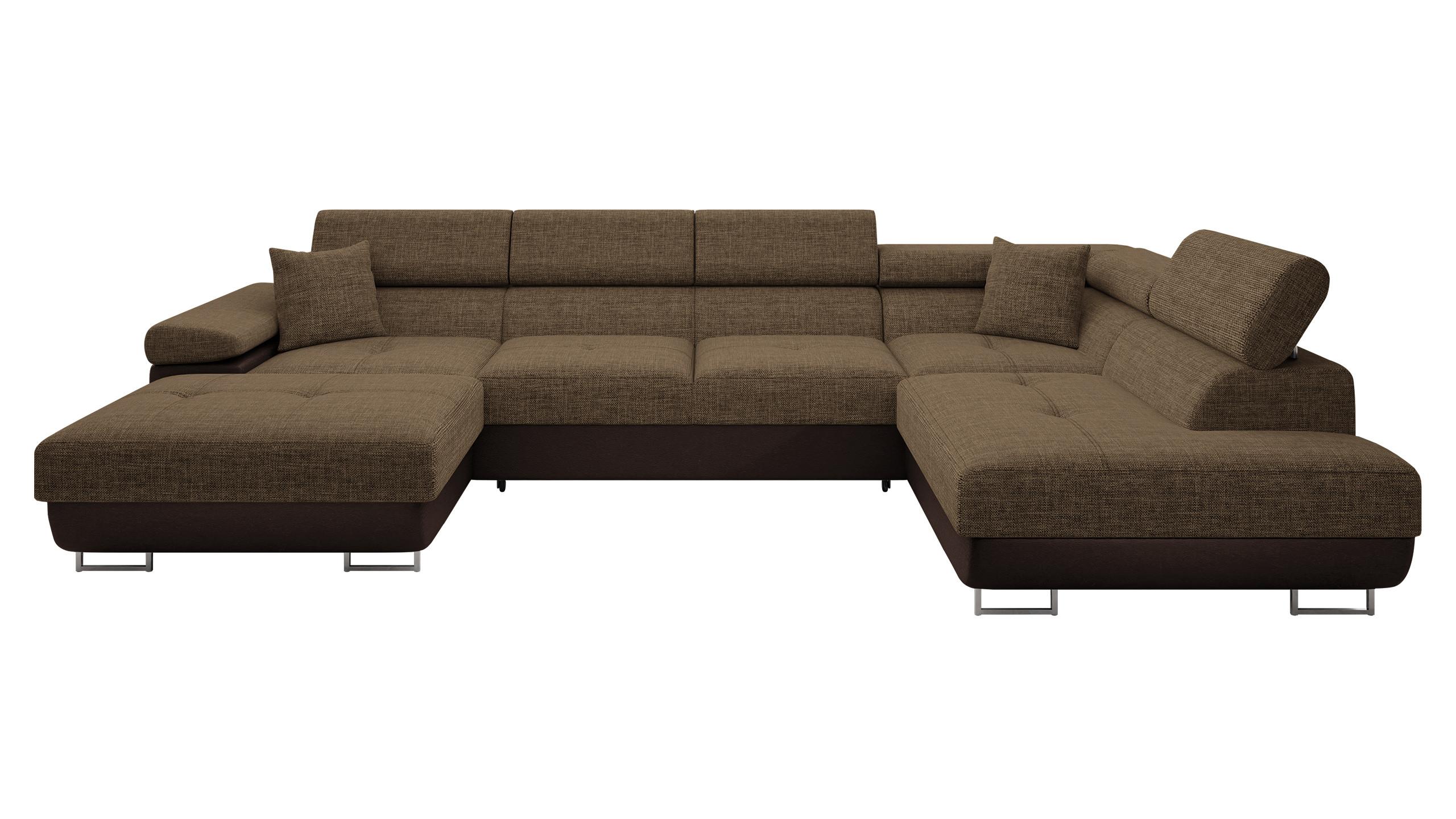 WOHNLANDSCHAFT Torezio Bis, Seite: Rechts - Braun, Holz/Textil (346/90/203cm) - MIRJAN24