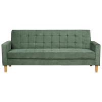 3-SITZER-SCHLAFSOFA dunkelgrün mit Stauraum Vehkoo - Hellbraun/Grün, Textil (200/86/77cm) - Beliani