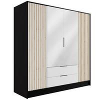 KLEIDERSCHRANK NELIA - 200 cm - Schwarz/Weiß, Holzwerkstoff (200/200/51cm) - ALTDECOR