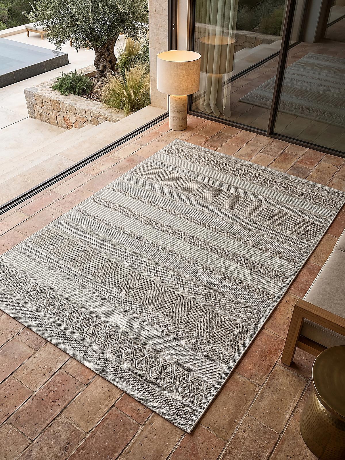 TEPPICH Flachgewebe ESERA Gestreift Polypropylen Beige 160 x 220 cm - Beige, Textil (160/220cm) - KADIMA DESIGN