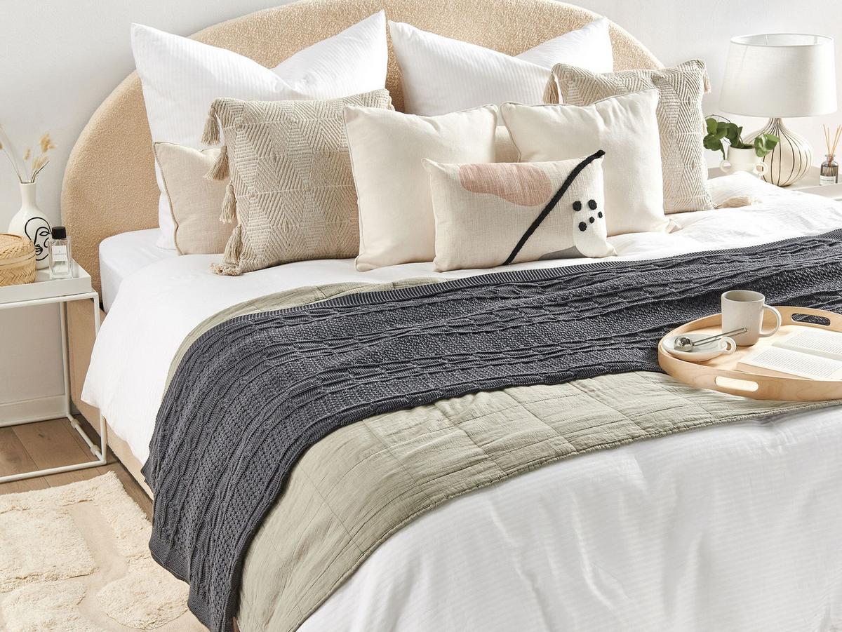 DECKE Dunkelgrau Fethiye 170/140 cm - Dunkelgrau, Naturmaterialien/Textil (140/170cm) - Beliani