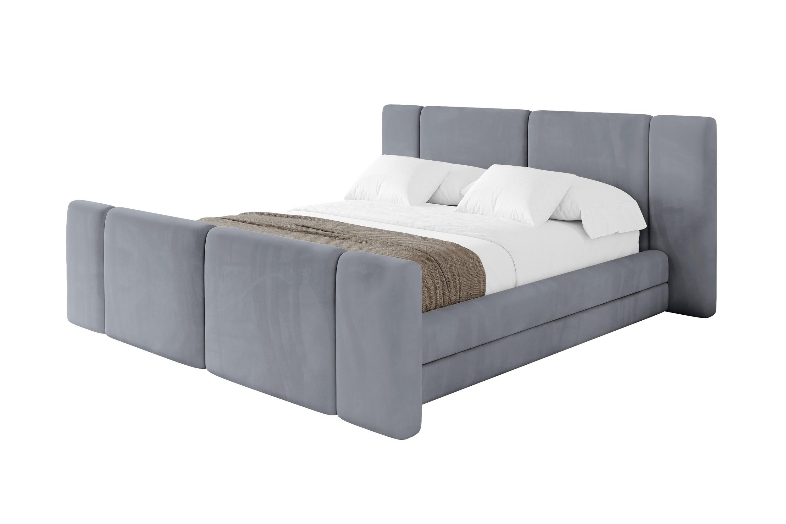POLSTERBETT mit Bettkasten, Fußteil und Lattenrost, Boxbett ohne Matratze - TEVO-Z 160x200 Grau - Grau, Holzwerkstoff/Textil (160/200cm) - ALTDECOR