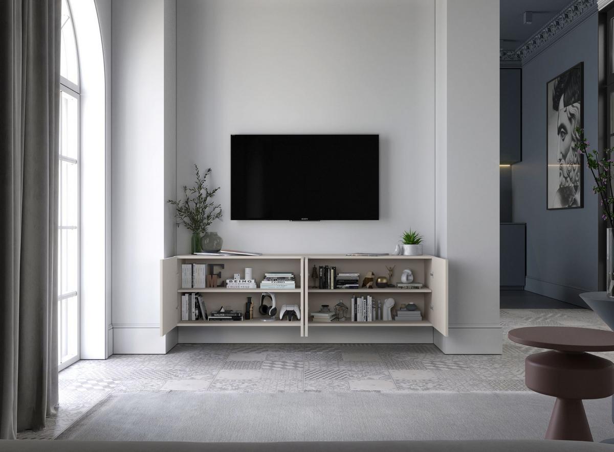 TV-LOWBOARD 2-er Set Elpis Kaschmir Matt Glamour 150 cm - Kaschmir, Holzwerkstoff (300/37.5/36.5cm) - Meble Lindner