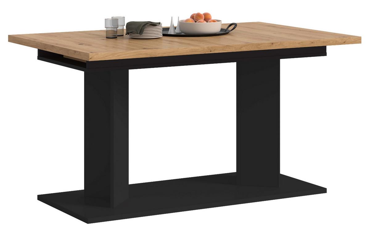 ESSTISCH Eiche Artisan, schwarz 140 - 180 - 220 x 90 cm, Küchentisch 2-fach ausziehbar - Schwarz/Eiche Artisan, Holzwerkstoff (90/140/76cm) - Inn.Furn