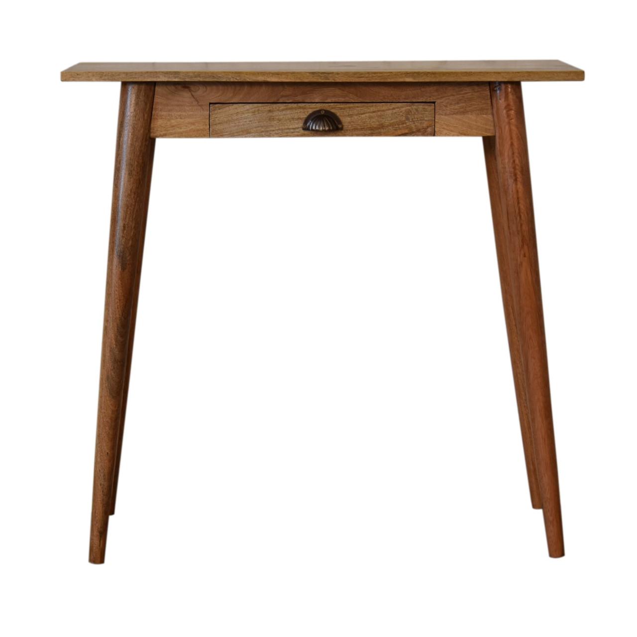 SCHREIBTISCH in Eichen-Finish, 1 Schublade, Nordische Beine, Beige - Messingfarben/Braun, Holz/Metall (35/80/77cm) - Artisan Furniture