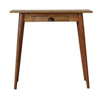 SCHREIBTISCH in Eichen-Finish, 1 Schublade, Nordische Beine, Beige - Messingfarben/Braun, Holz/Metall (35/80/77cm) - Artisan Furniture