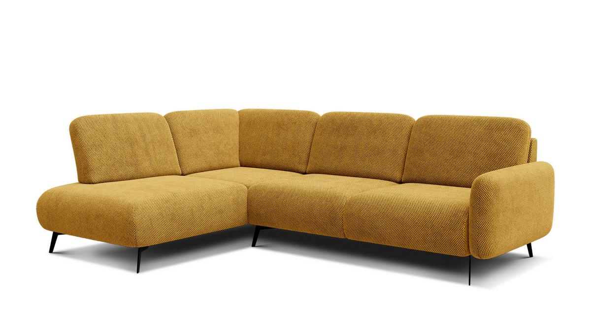 ECKSOFA FEBE 5-Sitzer links, dunkelgelb - Gelb/Schwarz, Holz/Textil (271/190cm) - Wozimo
