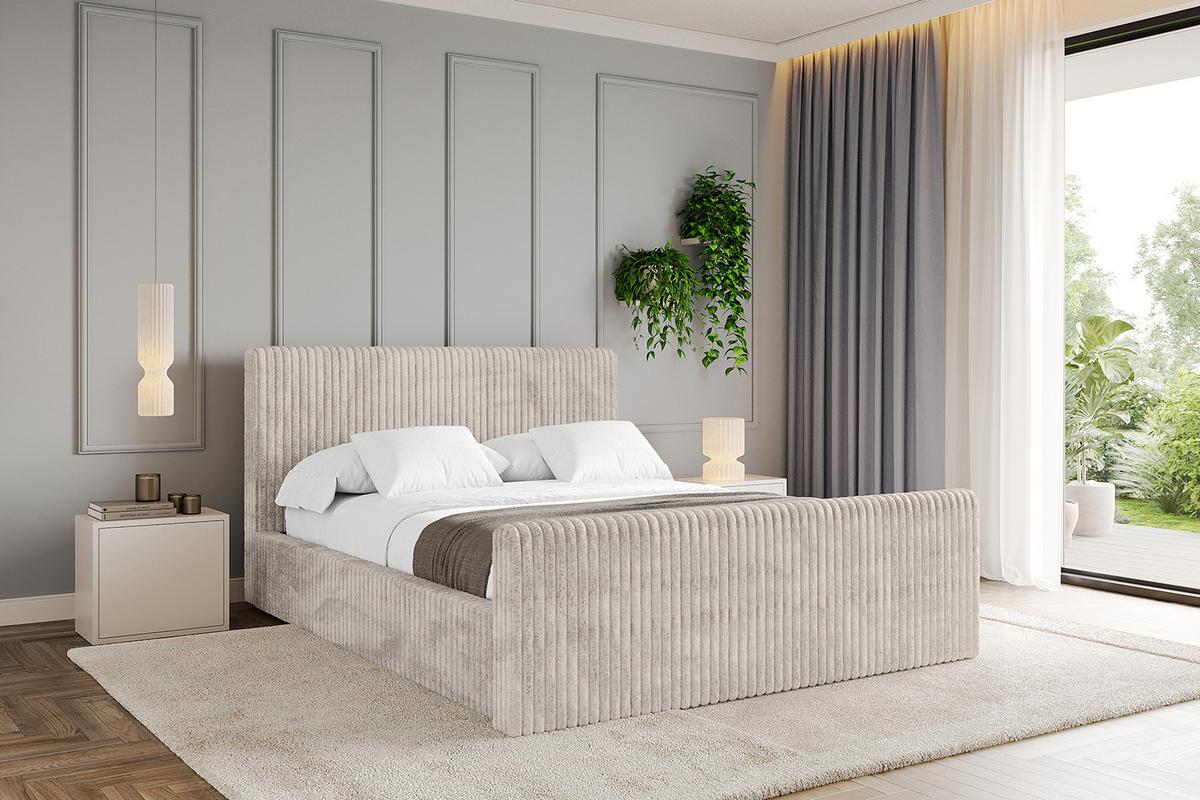 POLSTERBETT mit Bettkasten, Fußteil und Lattenrost, Boxbett ohne Matratze - ALOVA-Z-V1 120x200 Creme - Creme, Holzwerkstoff/Textil (120/200cm) - ALTDECOR