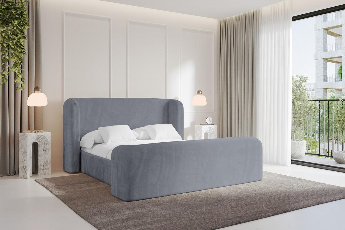POLSTERBETT mit Bettkasten, Fußteil und Lattenrost, Bett mit Matratze H3/H4 - ESTI-Z 160x200 Grau - Grau, Holzwerkstoff/Textil (160/200cm) - ALTDECOR