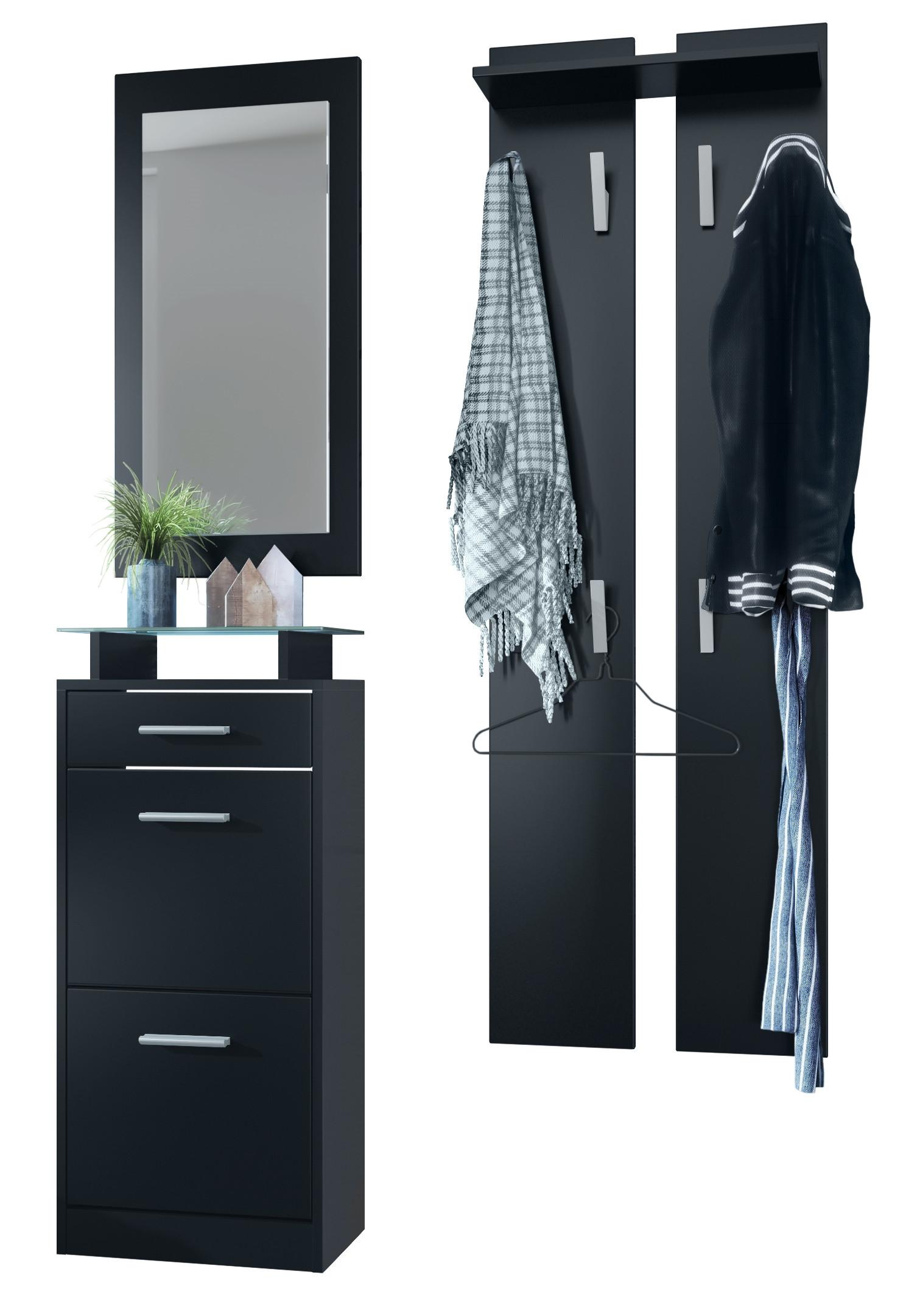 GARDEROBE Loret Front in Schwarz matt - Schwarz, Holzwerkstoff (140/200/23cm) - Vladon