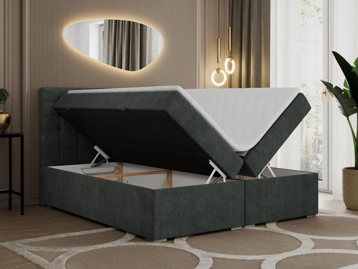 BOXBETT SUSAN 160/200 Dunkelgrau Struktur - H4 - Dunkelgrau, Holz/Textil (160/200cm) - MKS