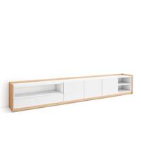LOWBOARD, Weiß und Eiche Soft, 310/37/50cm - Weiß, Holzwerkstoff (310/50/37cm) - Skraut Home