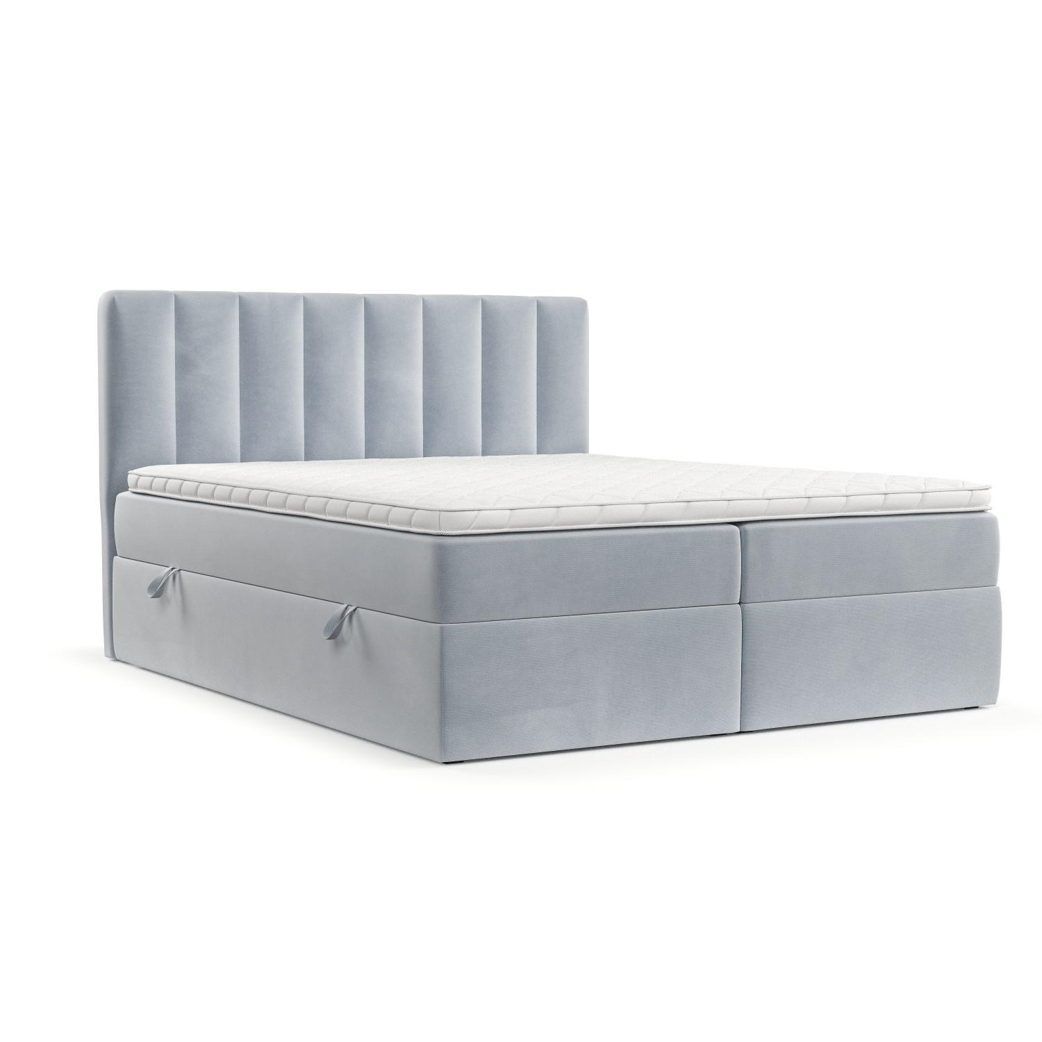 BOXBETT Bari 180/200 cm Hellgrau im Paros Stoff - Hellgrau, Holz/Holzwerkstoff (180/200cm) - AltaBeds