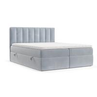 BOXBETT Bari 160/200 cm Hellgrau im Paros Stoff - Hellgrau, Holz/Holzwerkstoff (160/200cm) - AltaBeds