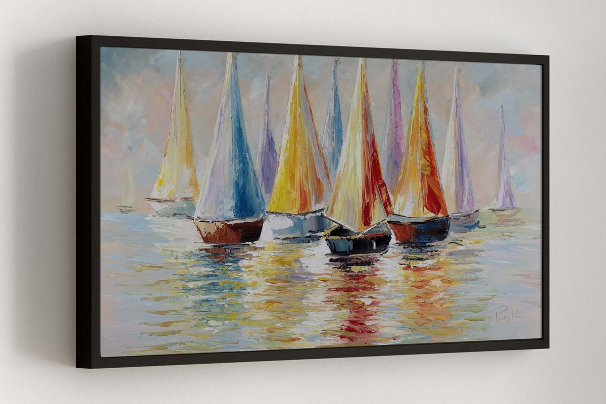 ÖLGEMÄLDE 120/60 cm - Multicolor/Weiß, Holz/Textil (120/60cm) - KUNSTLOFT