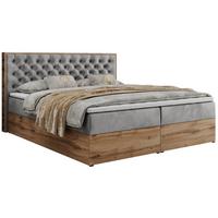 BOXBETT ALBERO 3 - 200/200 Hellgrau Velvet - H4 - Hellgrau, Holz/Textil (200/200cm) - MKS