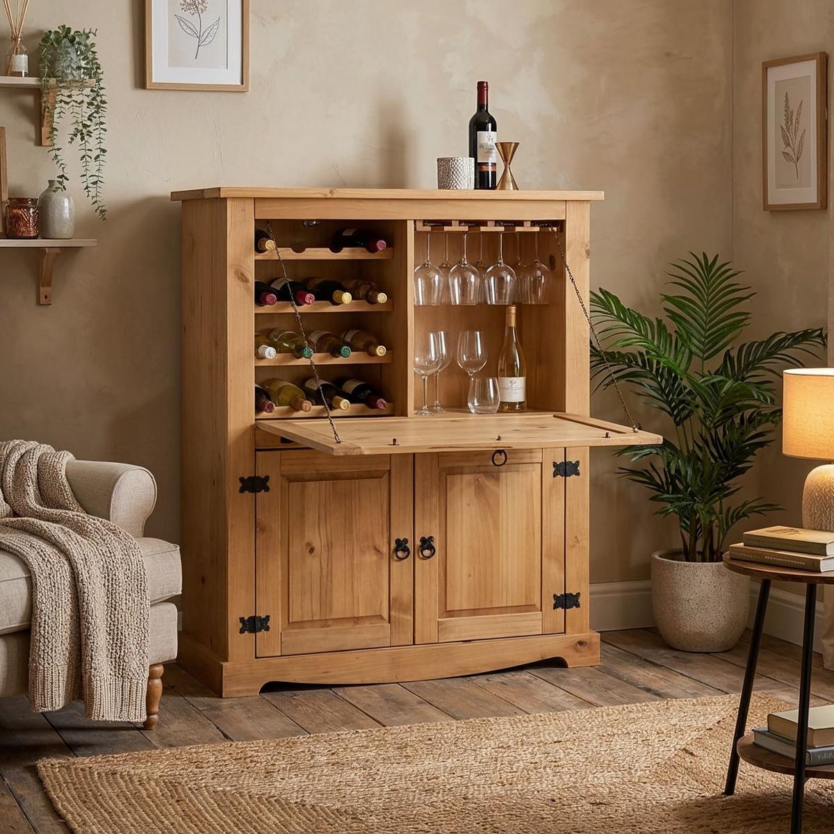 MEXICO MÖBEL WEINSCHRANK TEQUILA braun - Braun, Holz (98/121/40cm) - IDIMEX