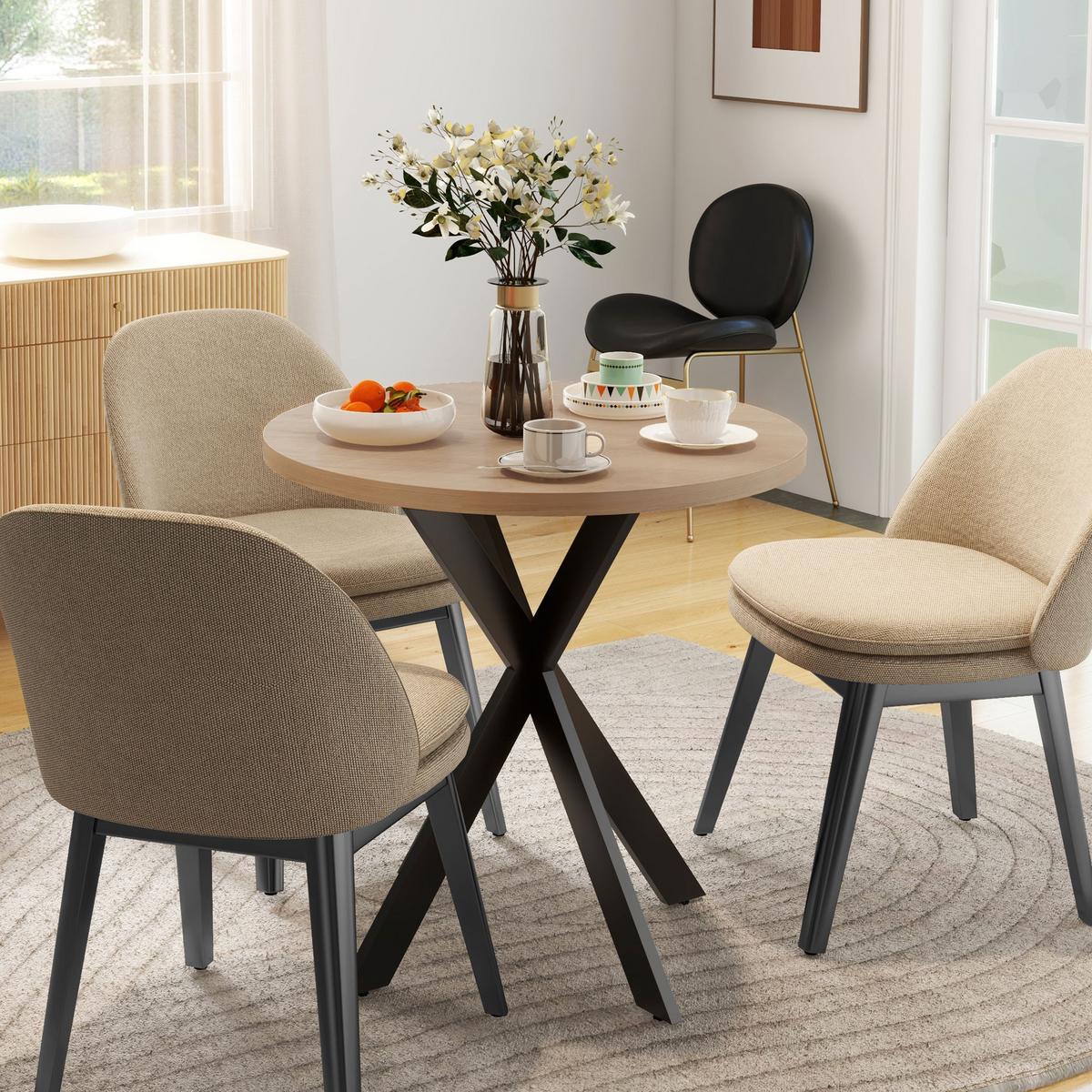 ESSTISCH MDF Stahl Braun - Schwarz/Braun, Holzwerkstoff/Metall (75/75/75cm) - HOMCOM