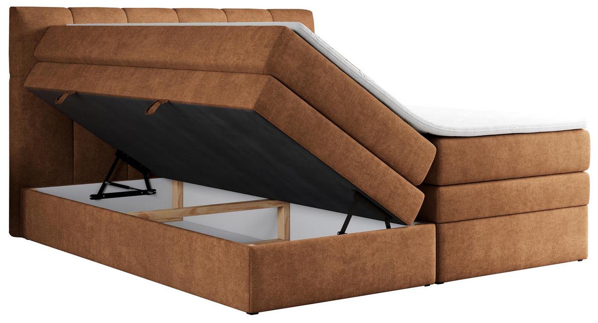 BOXSPRINGBETT ALVIN KING 200/200 Orange Struktur - H3 - Orange, Holz/Textil (200/200cm) - MKS