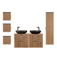 BADMÖBEL 120.6cm Gaia 2er-Set Holz in Eichenoptik und Schwarz - Braun, Holzwerkstoff (120.6/59/46cm) - Petits-meubles
