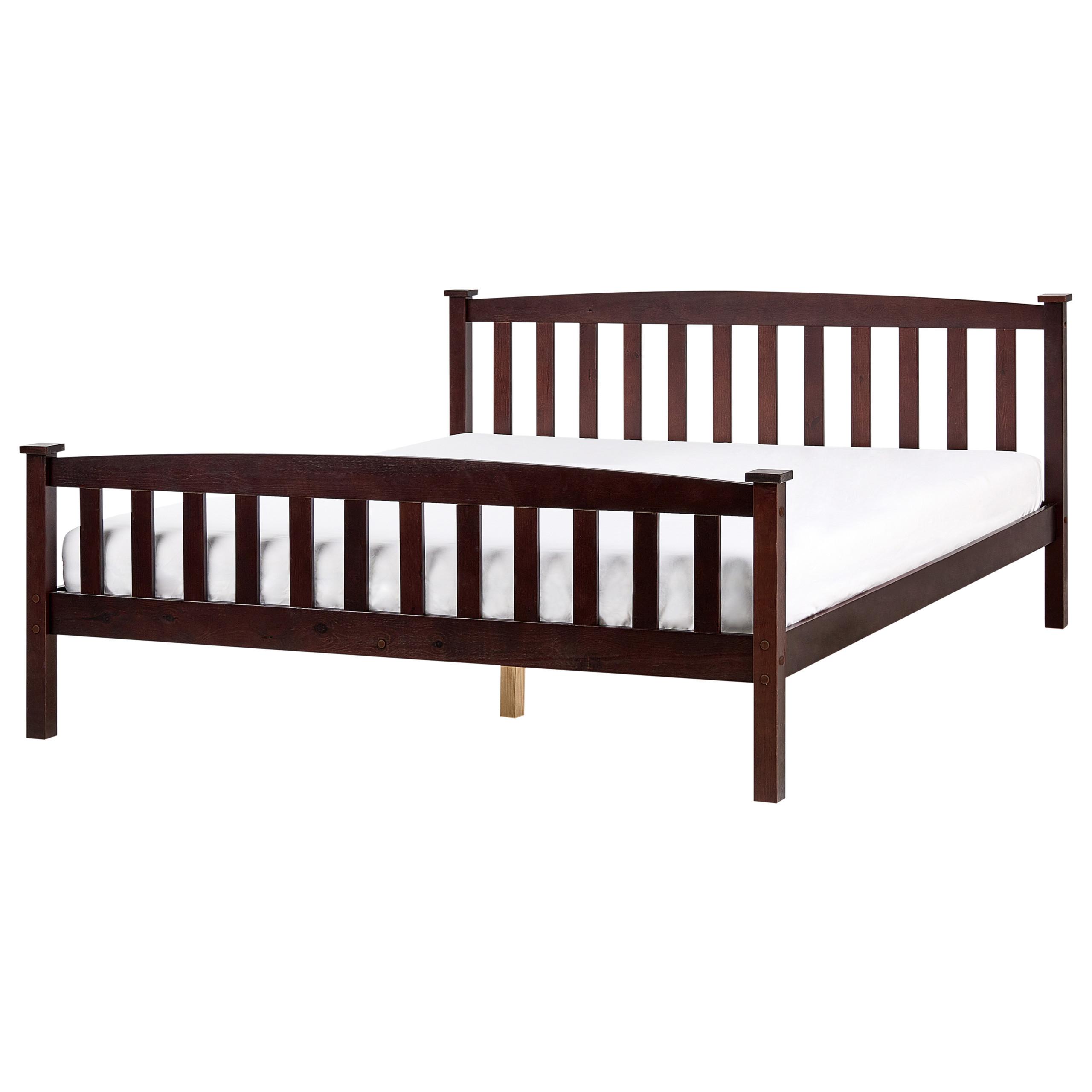 BETT mit Lattenrost 160/200 cm Kiefernholz Dunkelbraun Giverny - Dunkelbraun, Holz (160/200cm) - Beliani