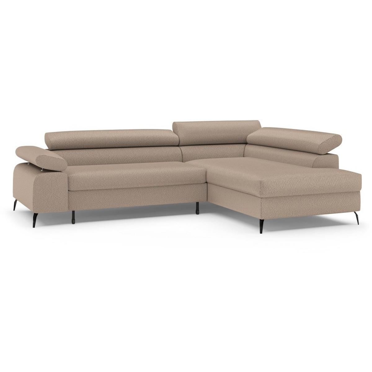 ECKSCHLAFSOFA Mellow mit Bettkasten, Hellbraun, rechts - Hellbraun/Schwarz, Textil (270/205cm) - Beautysofa