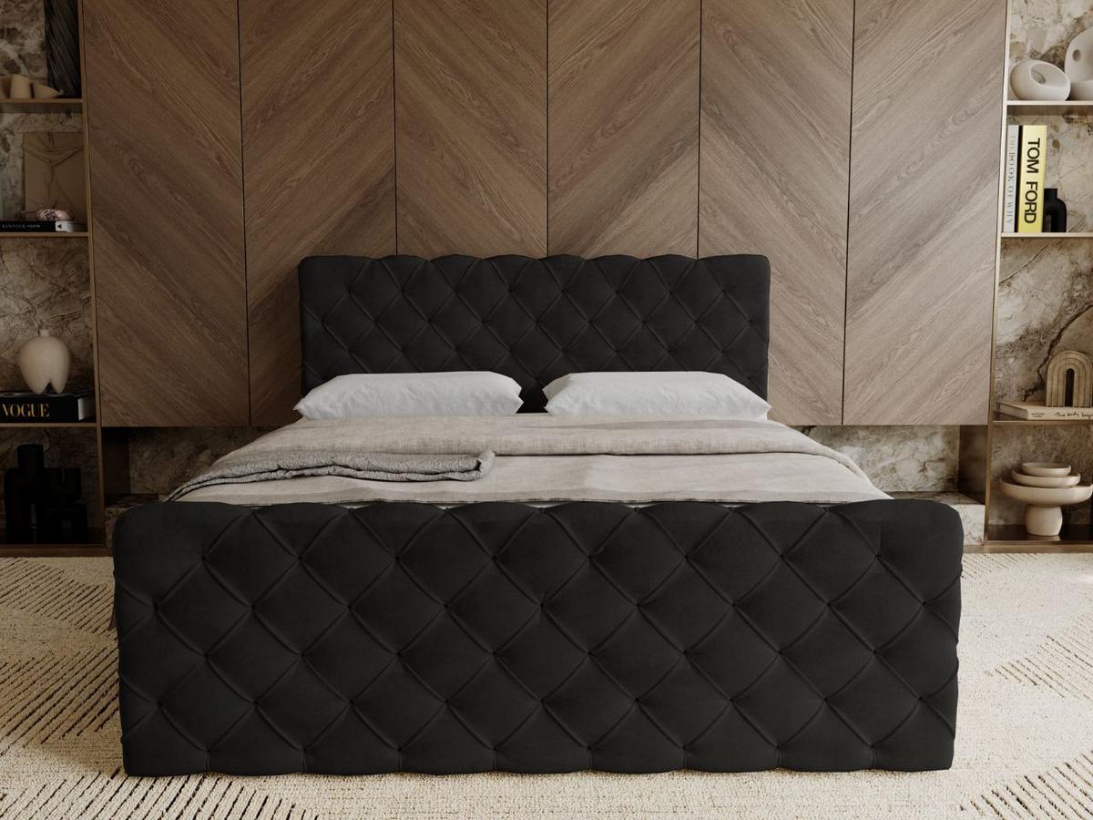 BOXBETT Lunaris 160x200 Schwarz - Schwarz, Holz/Textil (160/200cm) - Graingold