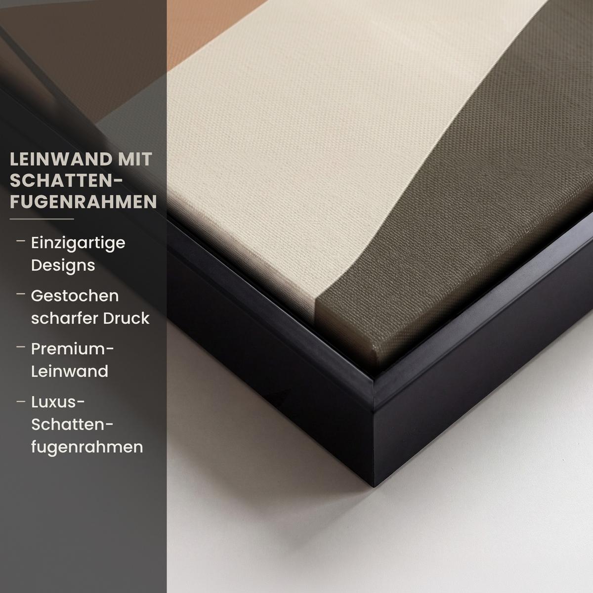 LEINWAND Bilder mit Rahmen - Japandi - Landschaft - Beige - 100x70 - Cognac, Textil (100/70cm) - MuchoWow