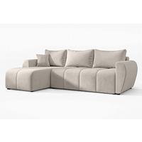 ECKSOFA L Form Malatya Beige 246/145/80 cm stilvolle mit Schlaffunktion L - Beige/Schwarz, Kunststoff/Textil (145/246cm) - AX Living