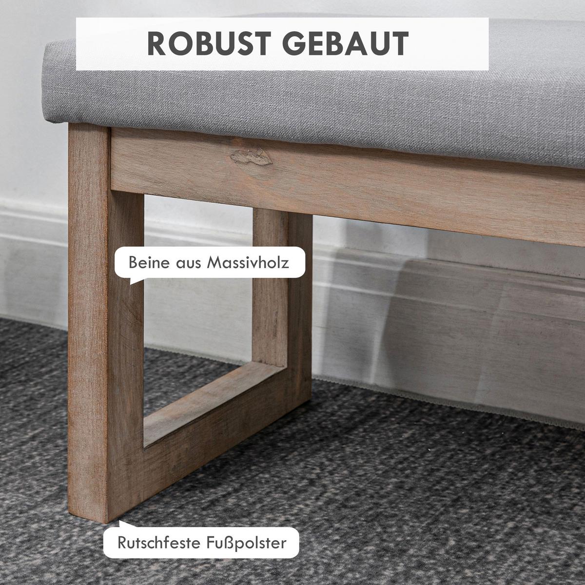 FUSSBANK, Fußhocker, Polsterhocker, Grau - Grau, Kunststoff (38/42/68cm) - HOMCOM