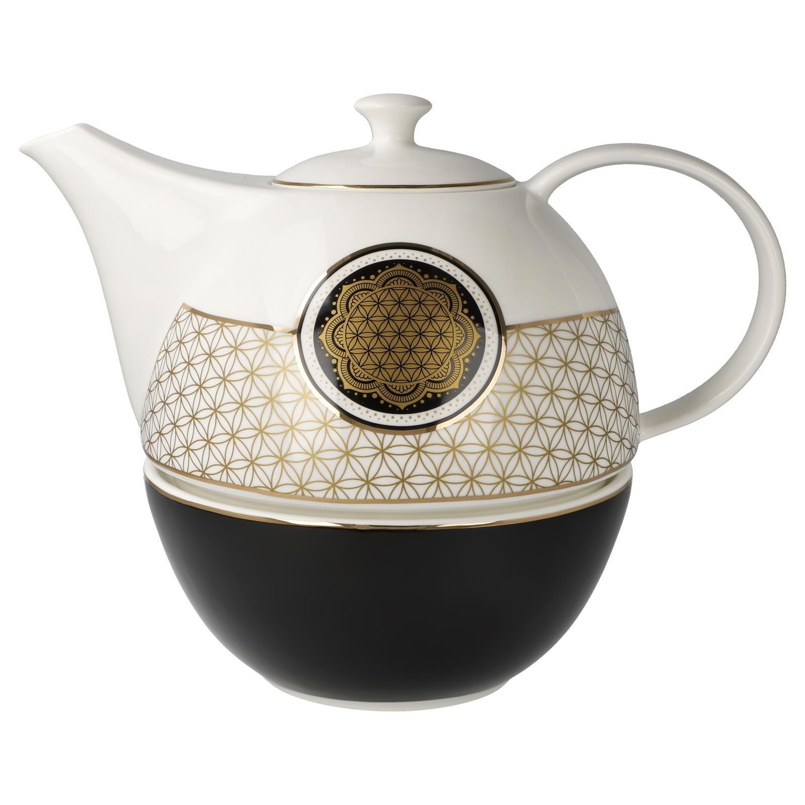 TEEKANNE MIT STÖVCHEN Lotus - Blume des Lebens bunt 1,2 l - Multicolor, Keramik (1.2L) - Goebel