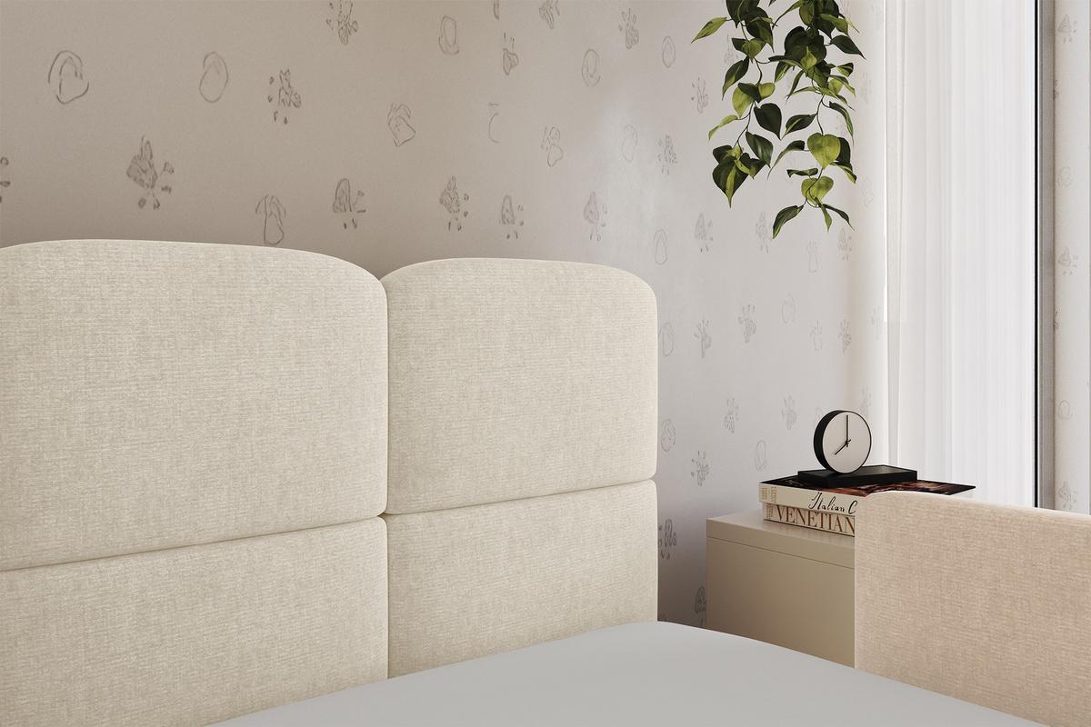 EINZELLBETT Jugendbett mit Bettkasten und Matratze H3/H4, Links - KIVY 100x200 Beige - Beige, Holzwerkstoff/Textil (100/200cm) - ALTDECOR