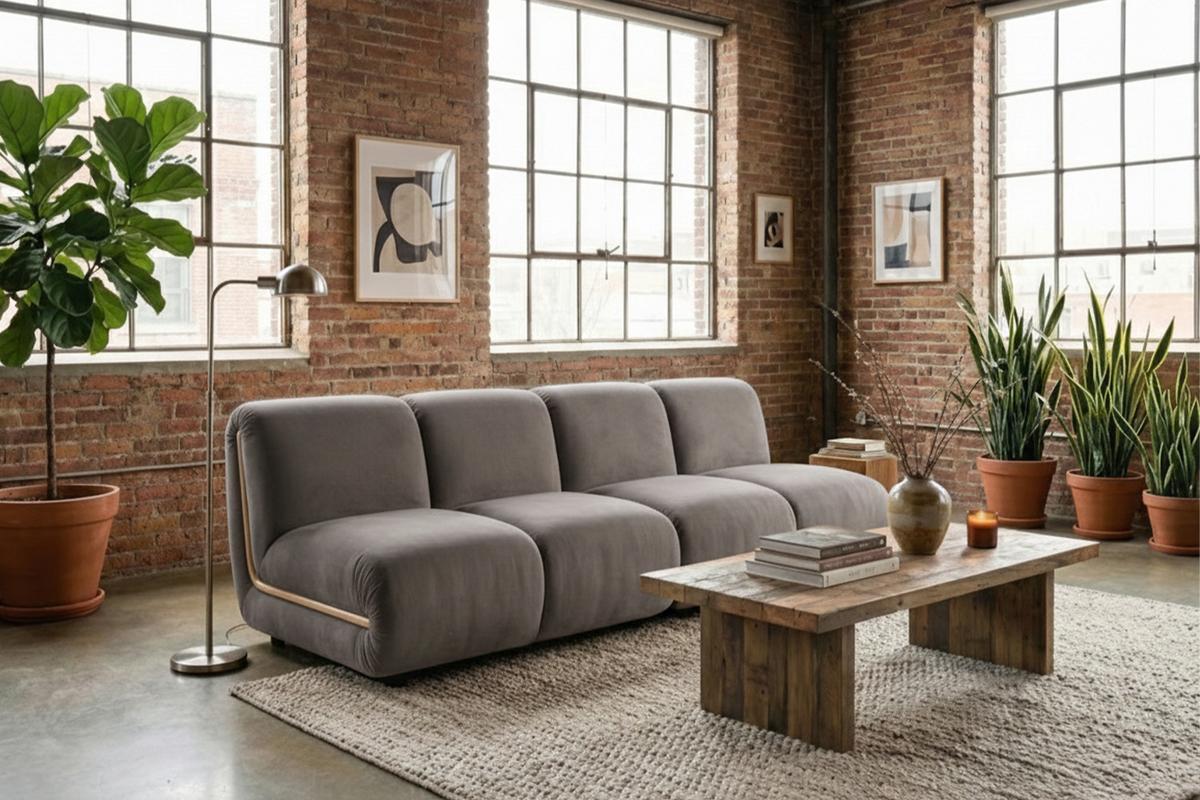 MODULSOFA LAYLA Taupe Velvet - Taupe/Schwarz, Buchenholz/Textil (183/74/99cm) - KAWOLA